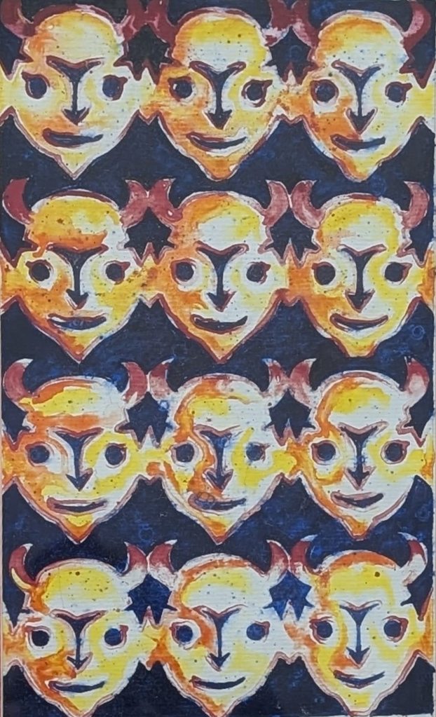 repeating impish faces